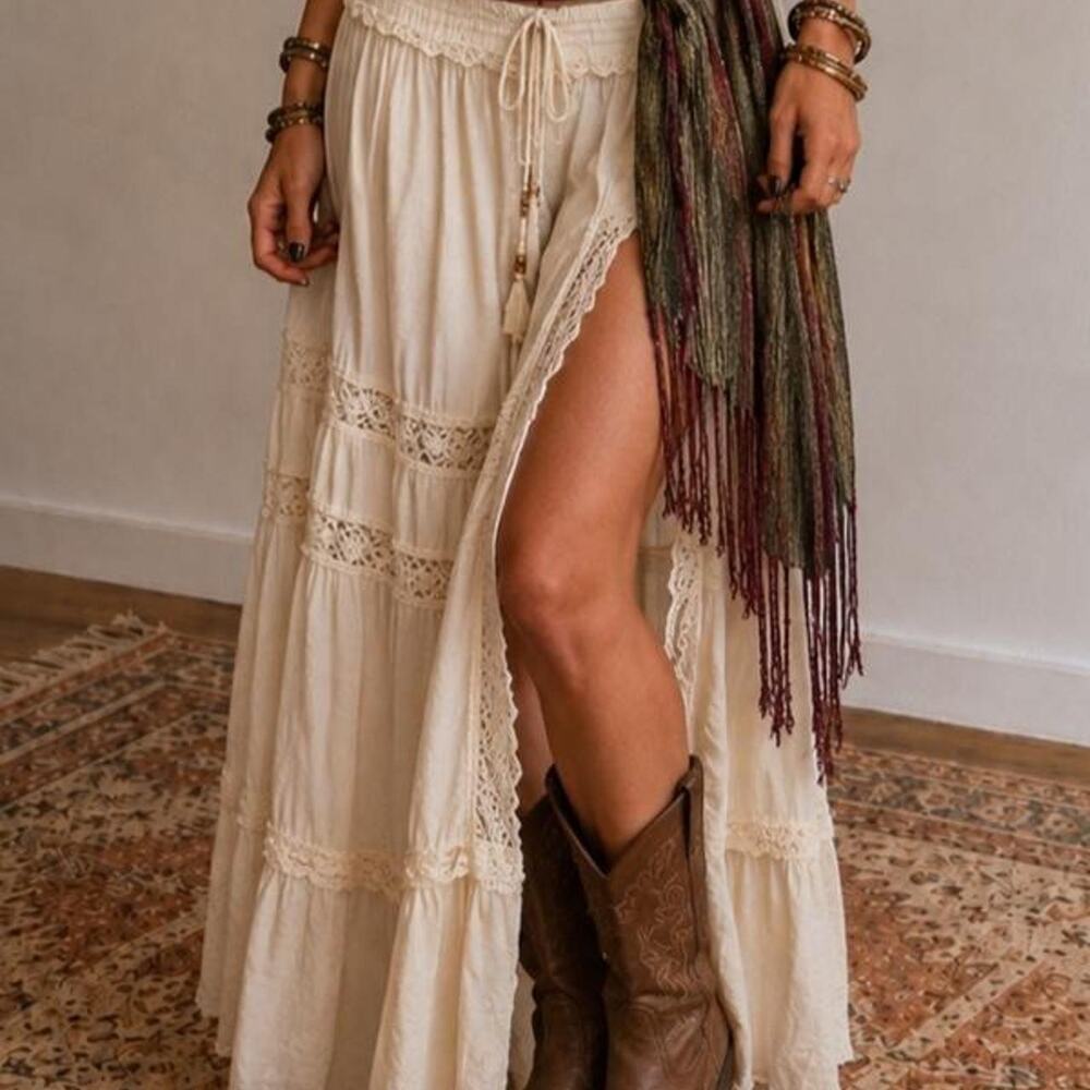 Vintage Vtg boho eclectic festival raver fringe scarf wrap